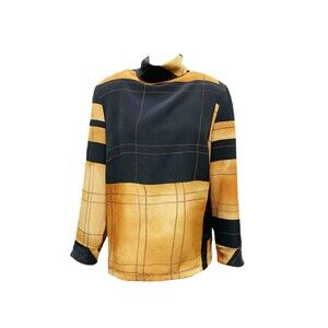 1980s Jeannette Miner French Brown & Black Boxy Plaid Blouse